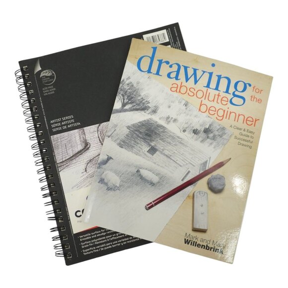 Drawing For The Absolute Beginner Paperback Mark Mary Willenbrink Sketch Pad Lot - Picture 1 of 16